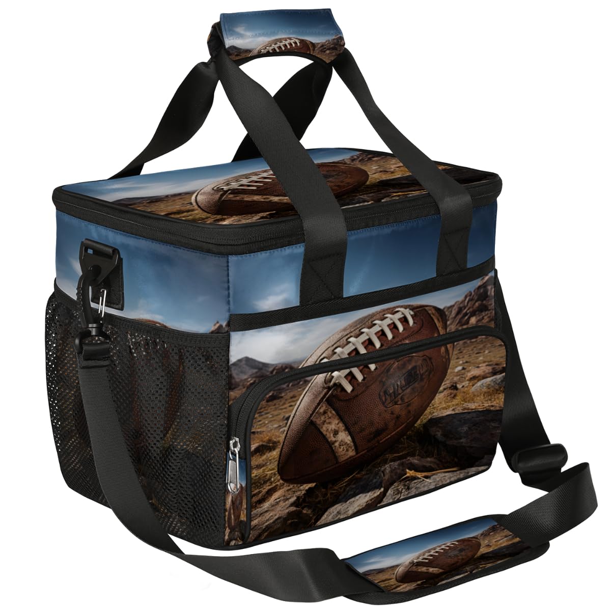 Insulated Picnic Backpack Lunch Box for Women Men Picnic Basket Tote Lunch Bag Picnic Bag Portable Lunch Bags for Picnic, Beach, Work, Trip,Office, Camp Rugby Baseball