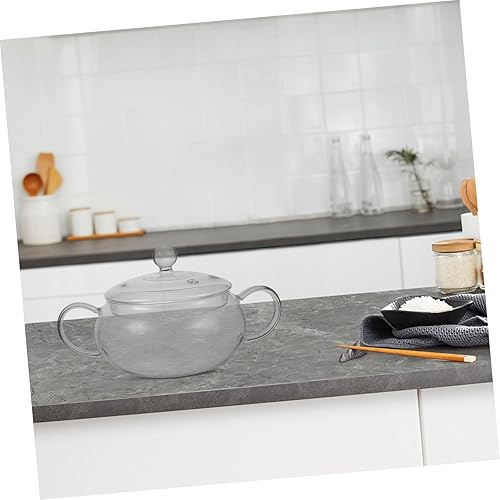 Miniatura 6 de Hemoton Olla de vidrio para cocinar tetera de vidrio, tetera de calefacción, tazón de comida Ramen, olla de calentamiento de leche, cuenco para