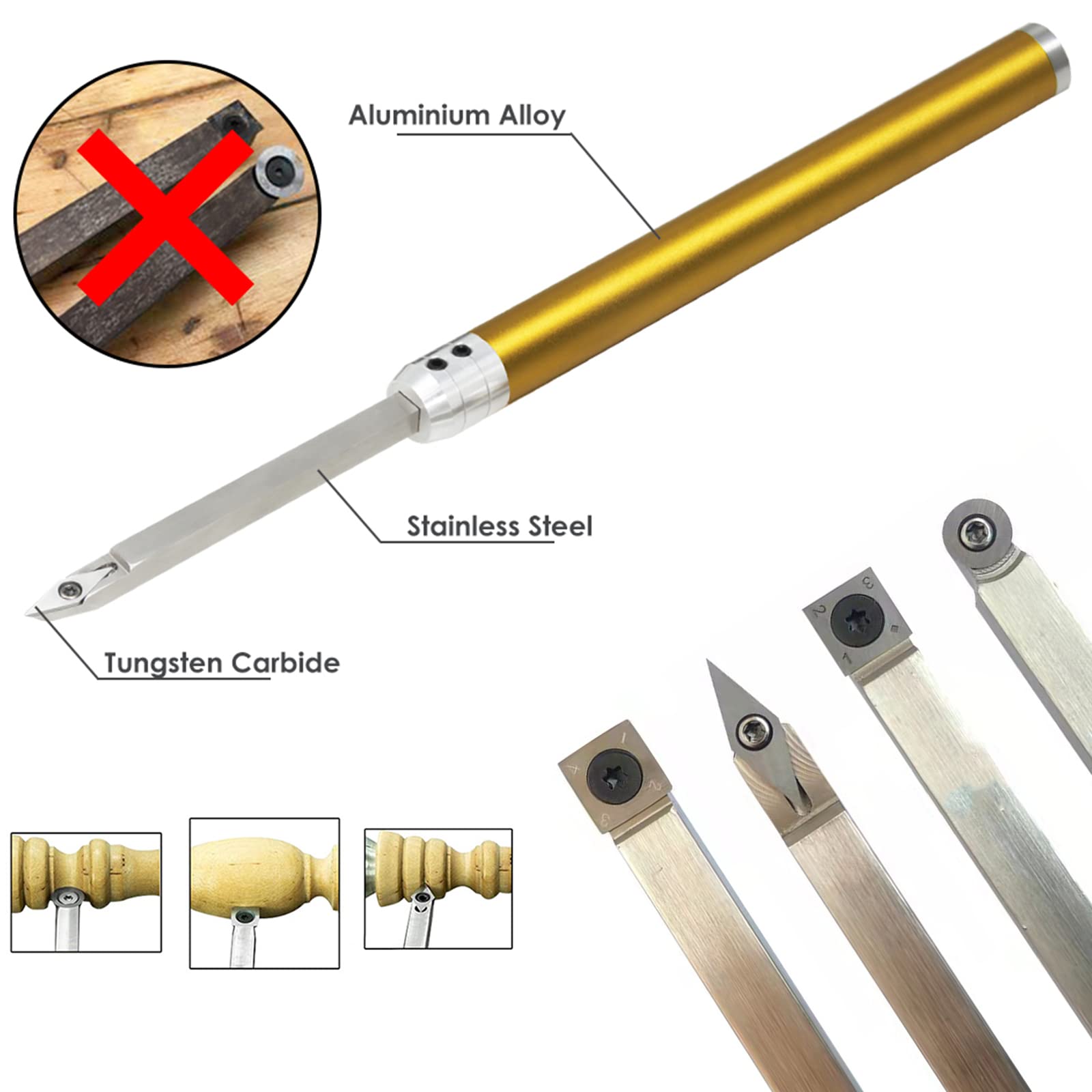 Utensile Per Tornio Legno – Con Inserto In Carburo Rotondo 12 Mm, Per Tornitura Precisa E Duratura