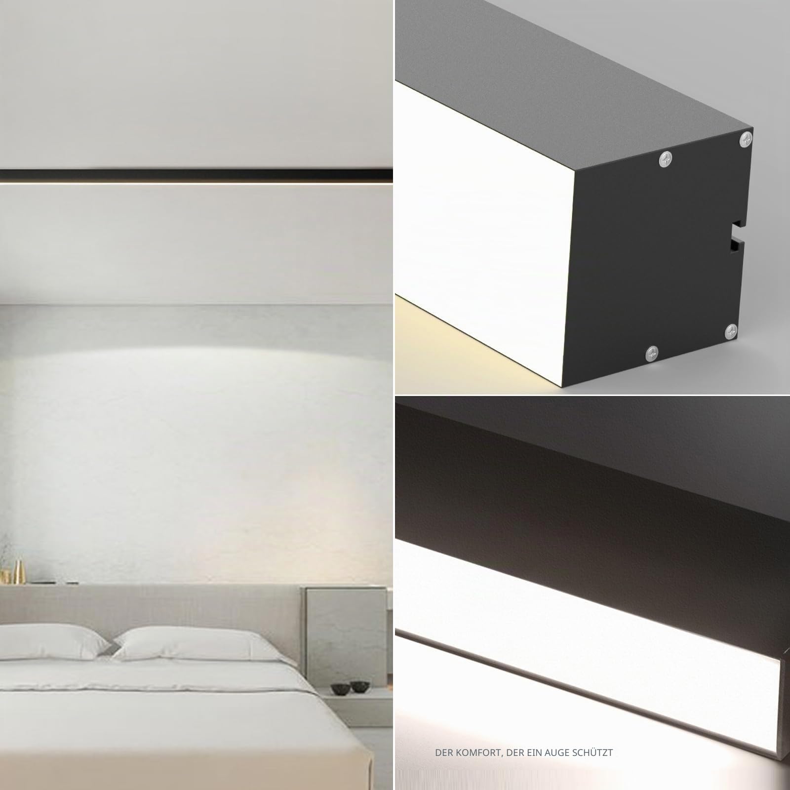 LED Moderne Deckenleuchte Deckenlampe Aluminium Lange Lichtleiste Deckenbeleuchtung Büro Deckenbeleuchtung für Küche Wohnzimmer Schlafzimmer Esszimmer Balkon Flur (Newtrales Licht,120CM)