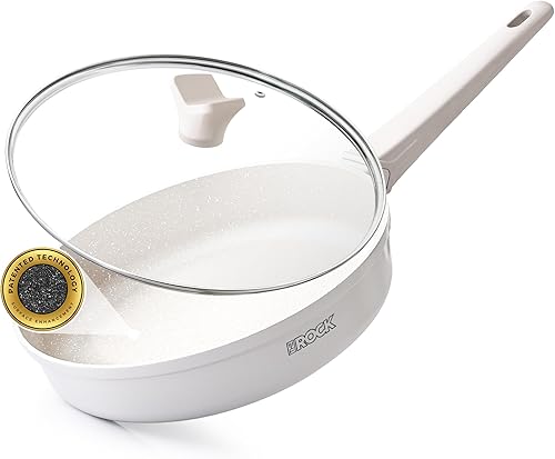THE ROCK SOHO - Sartén antiadherente de 8 pulgadas con tapa – Nada se pega, nunca se deforma, dura más, sartén de cerámica no tóxica con mango