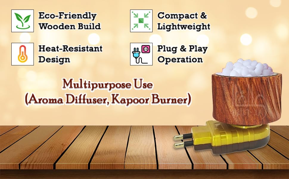 Image of AL- FALAH Kapoor Dani Electrical | Aroma Burner Electric | Wooden Kapoor Dani | Camphor Burner | Aroma Diffuser | Camphor Diffuser Electric | Wooden Electric Incense Burner