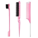 SWEET VIEW 3 Pcs Slick Back Hair Brush, Rat Tail Comb, Edge | Bristle Brush, Hair Accessories for Girls, Kids, Toddlers Sleek Ponytail/Bun, Edge Control and Smoothing Baby Hair & Flyaways