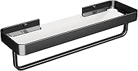 Vista 15 de Danpoo Estantes de baño flotantes negros de 16 pulgadas con toallero, estante de pared de vidrio templado transparente, paquete de 2