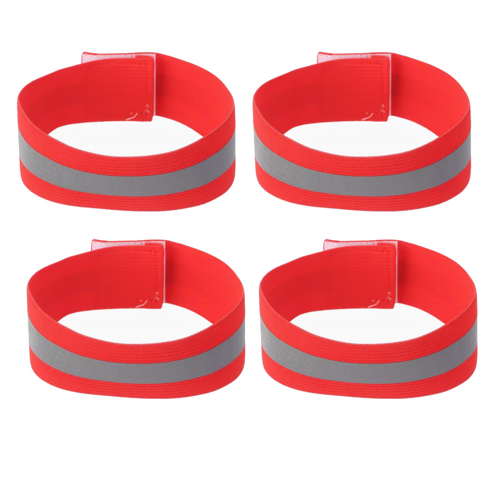 MACHSWON 4 PCS Reflective Wrist Strap 4x1.5cm Running Safety Gear Reflective Wristbands High Visibility Bike Ankle Bands Reflector Armband Self-adhesive Reflective Bands for Walking,Night Sports Red