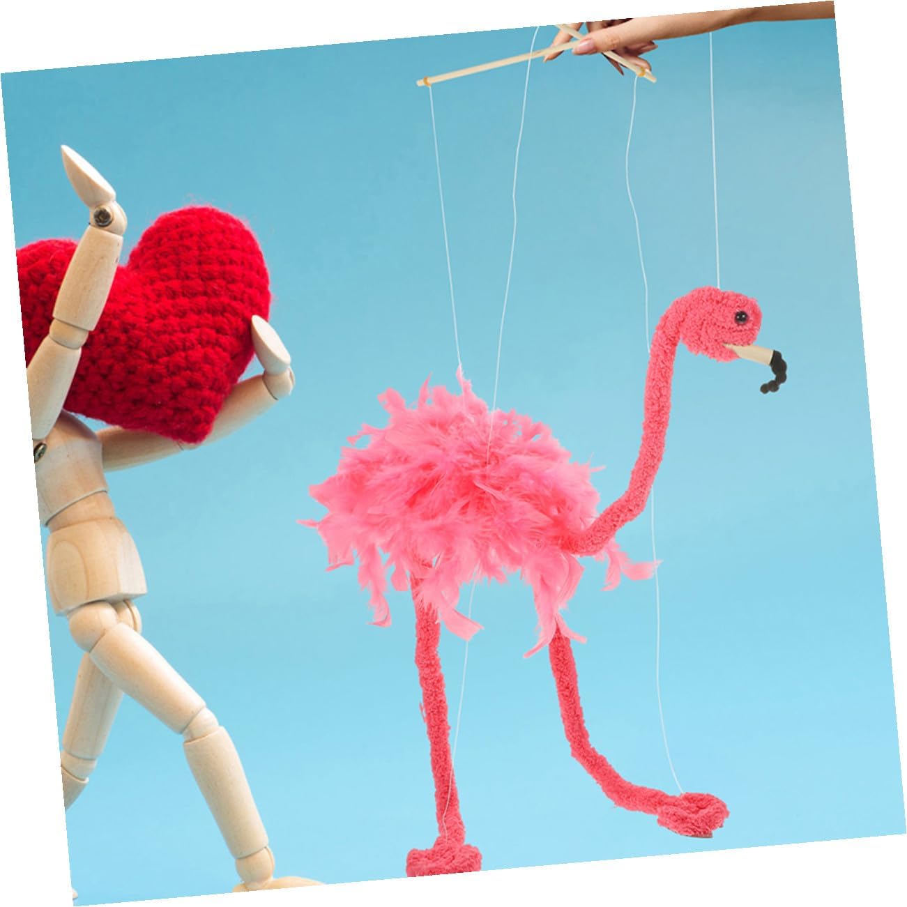 Vaguelly Plush Flamingo Marionette Puppet Lightweight and Plume Material Funny Interactive Animal for Home Decor Party Performance and Family Games