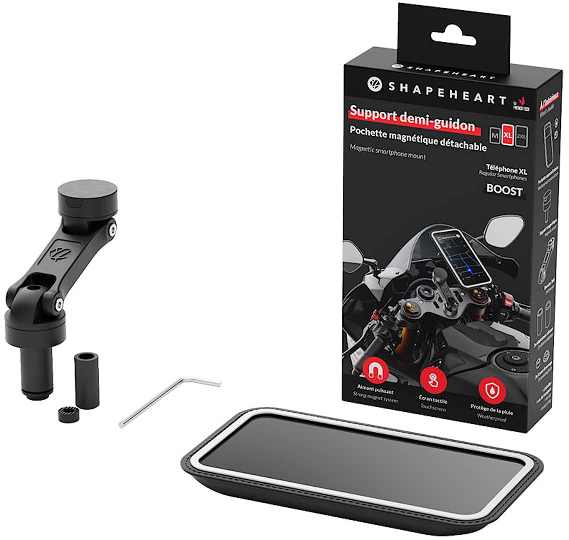 Shapeheart Motorcycle Bundle Boost Support magnétique pour Smartphone pour Guidon de Tige de Moto (Black,XXL)