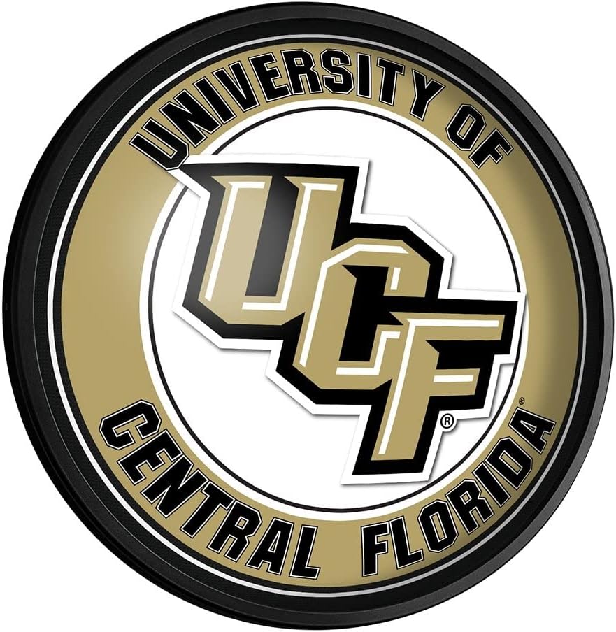 The Fan-Brand UCF Knights Round Slimline Lighted Wall Sign - Football, Basketball & Baseball Wall Decor - College Sports Decor for Home, Office, Game Room, Fan Cave, Garage - USA Made