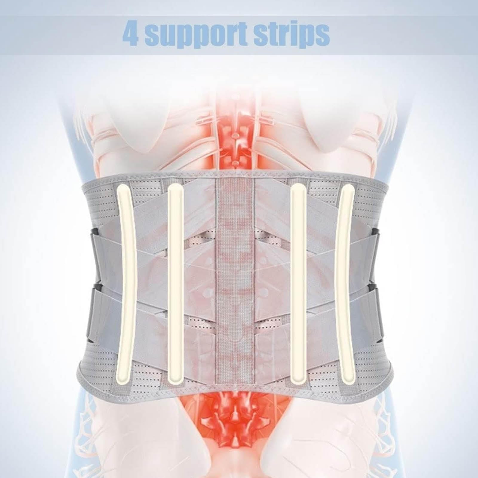 Soporte para la Espalda, Barras De Soporte PVC, Doble Presurización, Lumbar, Alivio del Dolor for El Ciática, Negro L