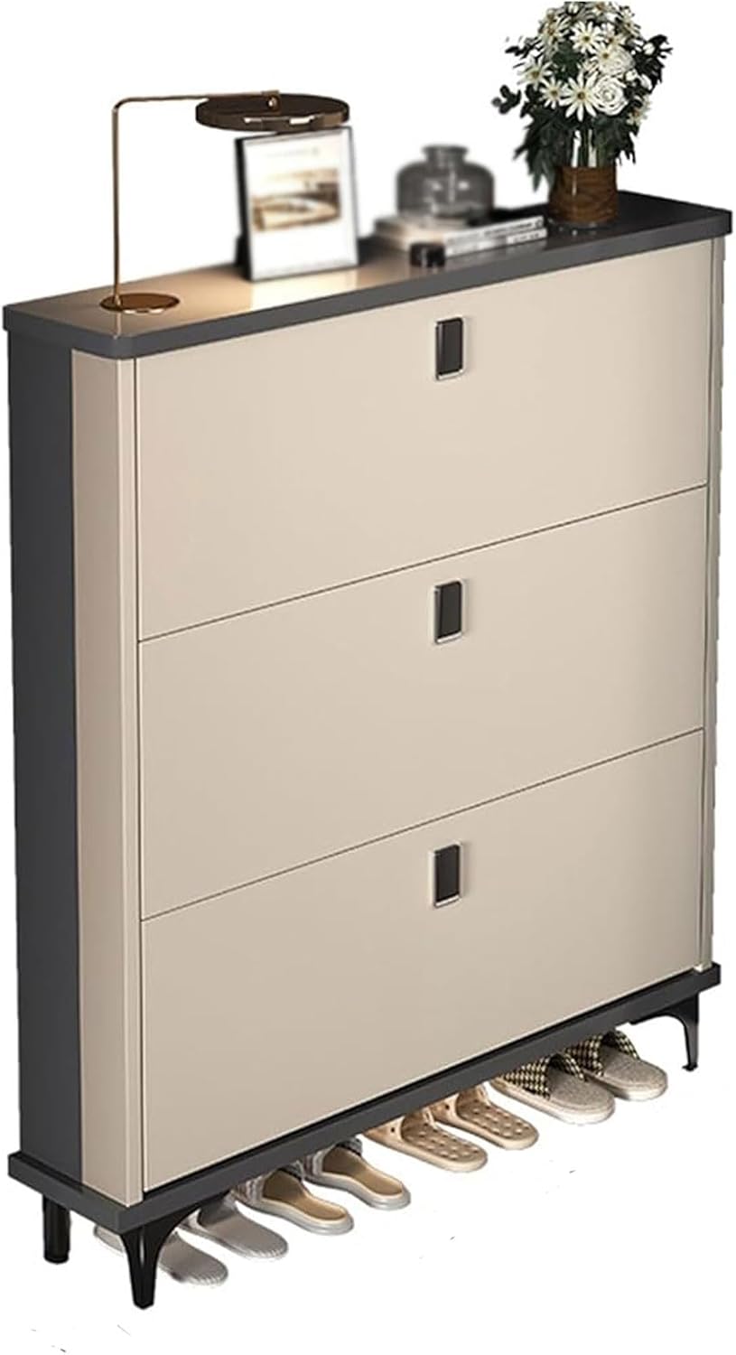 Shoe Storage Cabinet Cabinets Hallway Slim Cupboard Cupboards Hallways Slimline，Hidden Shoe Cabinet for Entryway Free Standing Narrow Shoe Rack Cabinet with 3 Flip Drawer Wood Shoe Storage O