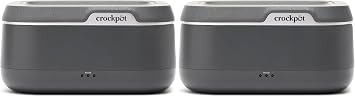 Crock-Pot 28-Ounce Mini Electric Heated Lunch Box, Portable Food Warmer, Perfect for Travel, Car, On-the-Go, Keeps Food Warm, Spill-Free, Dishwasher-Safe, Ideal Gift for Men & Women, Gray Pack of 2