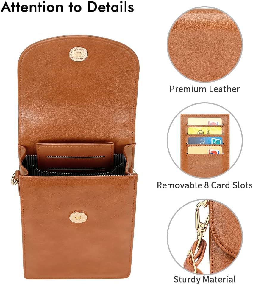 nuoku Crossbody Phone Bag for Women, Mini Crossbody Purse, Small Phone Wallet Crossbody with Removable Card Holder - Image 6