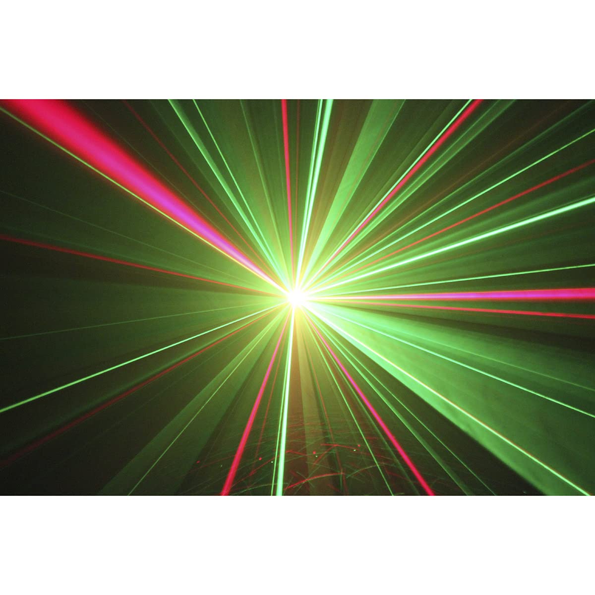 BoomTone DJ LZR d'animation multi-points NANOFLY 110 RG rouge et vert. Stroboscope. Programmes automatiques. Détection musicale. Eclairage soirée, Disco mobile. Eclairage DJ. Trépied inclus.
