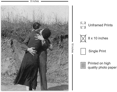 Miniatura 2 de Bonnie and Clyde - Arte de pared de gángster - Forajido histórico, decoración de pared de ladrón de bancos, regalo único para hombres, niños,