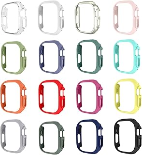 Hard PC Bumper Case All-Around Edge Protective Cover Frame Shockproof Defense Shell [NO Screen Protector] Compatible with 49mm Apple Watch Ultra, 16 Packs, Multicolor