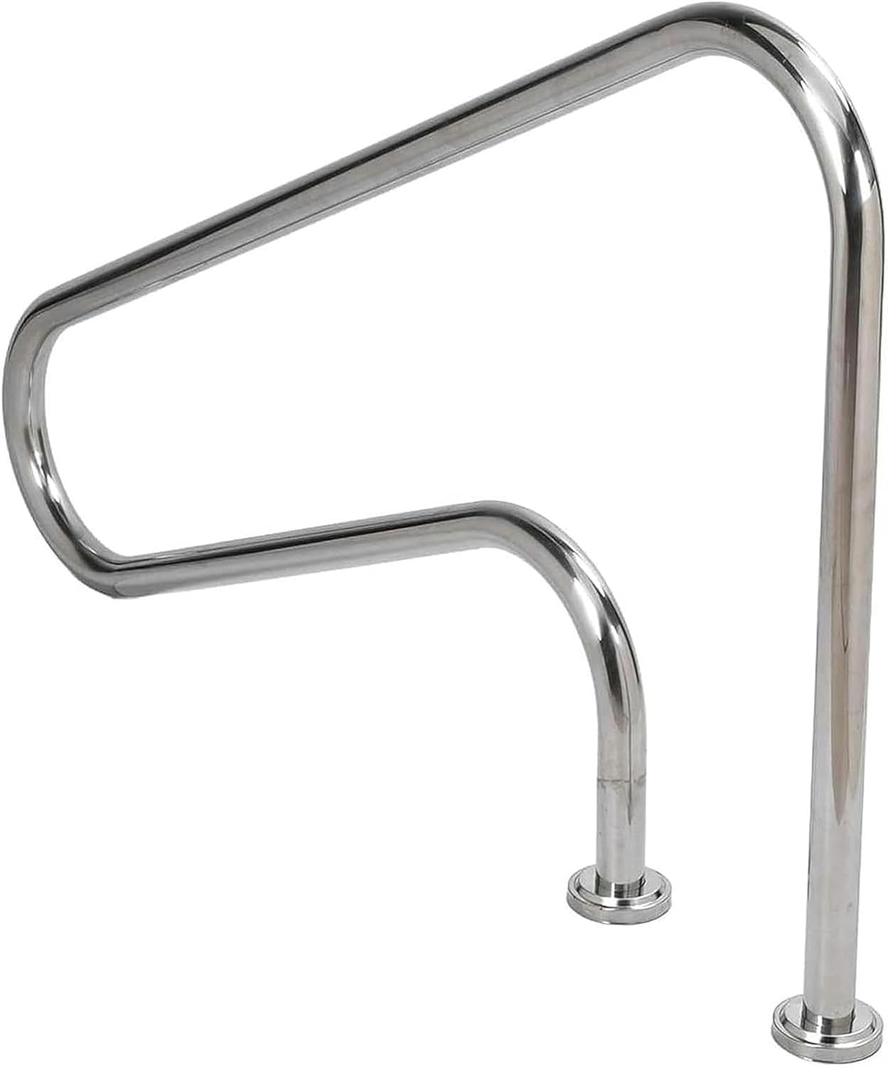 Pool Handrail Pool Safety Handrail, Stainless Steel 3 Bend Pool Staircase Double Pool Handrail with Quick Install Support Plate and Perfect Handle Pool Railing