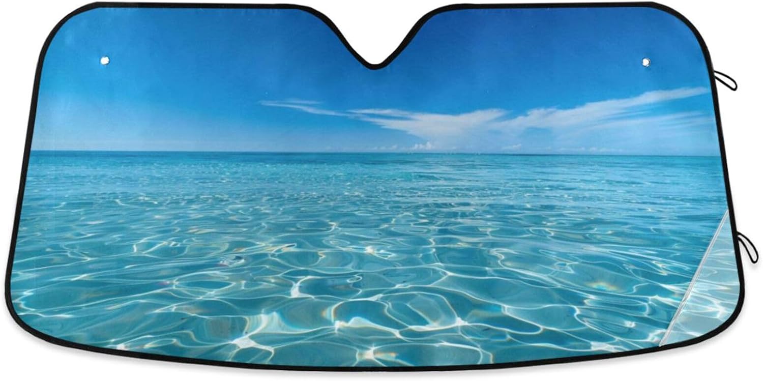 susiyo Windshield Sun Shade Blue Sky and SeaCar Sun Shade Front Windshield Foldable Shade Rays Sun Shade Visor Protector for Car Sedan Truck SUV Accessories 55 x 27.6 inch