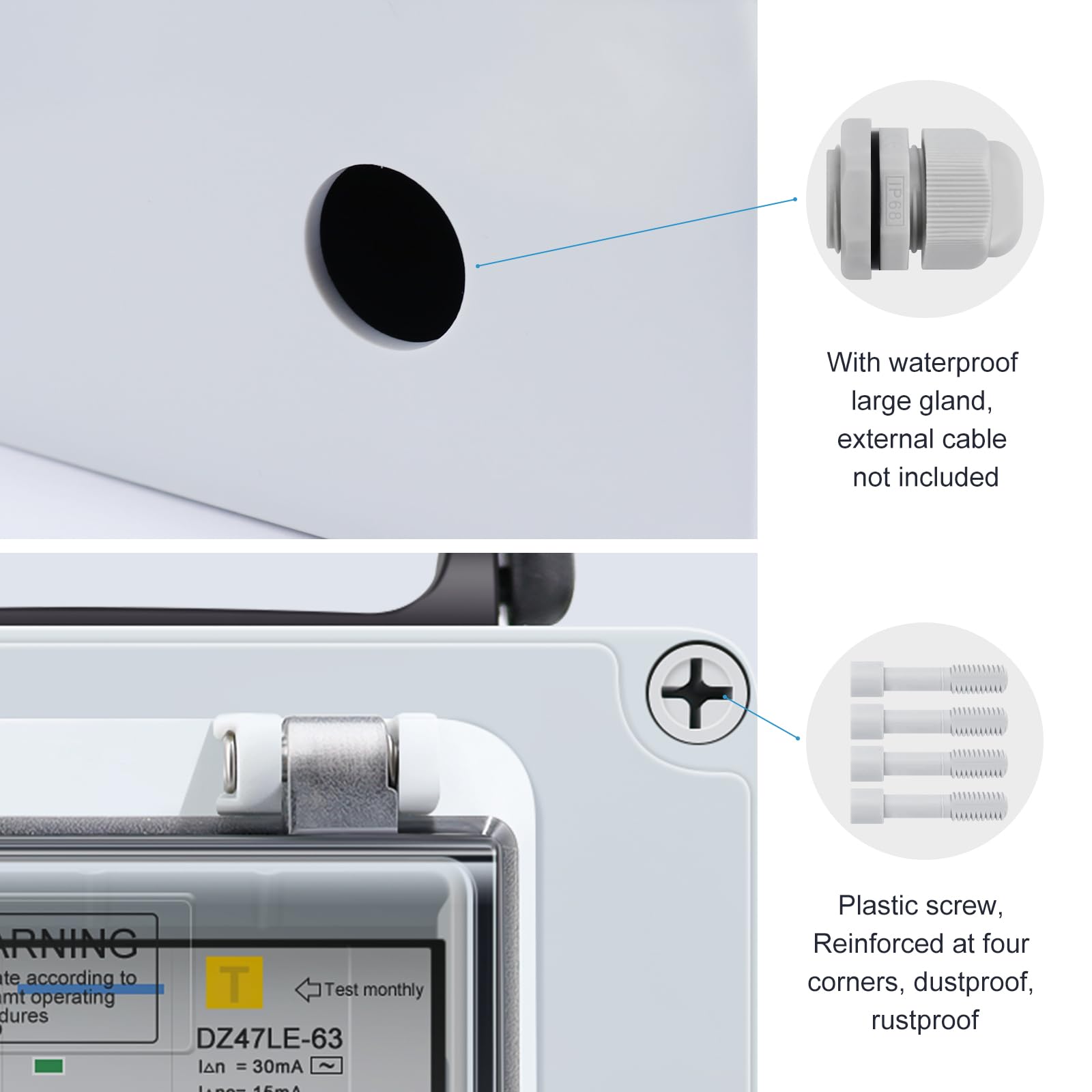 HITRENDS Distributore di corrente da costruzione, precablato, 2 prese Schuko da 250 V, 2 interruttori FI 16 A, alloggiamento impermeabile IP67, per interni ed esterni