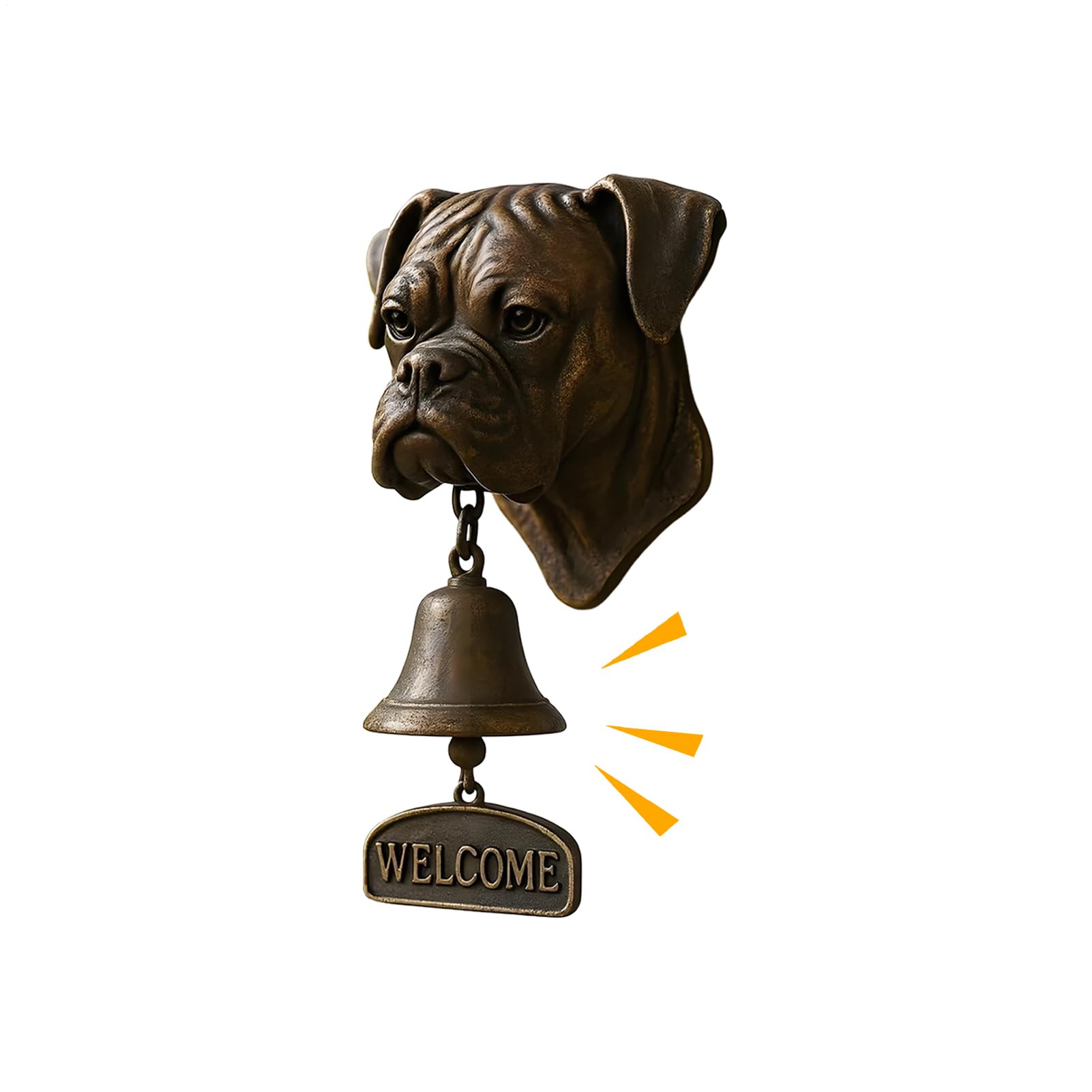 Cloche de dîner d'extérieur tête de chien et carillon de ferme en fonte rustique pour entrée