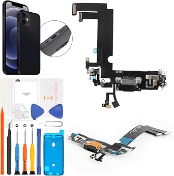 SRJTEK for iPhone 12 Mini USB Charging Port Black Replacement Repair Dock Connector Board Replacement Part A2399, A2176, A2398, A2400, A2399 Dock Connector & Flex Cable Repair Replacement, Tools & Waterproof Tape, USB Port Repair Parts