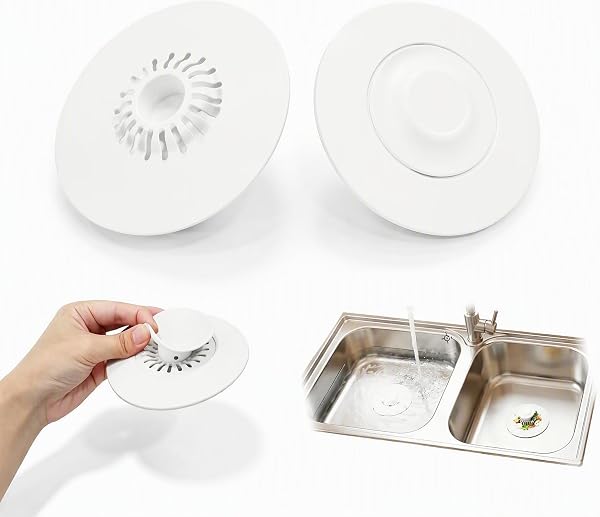 Bekecidi bouchon évier silicone, lot de 2, blanc – Image 1