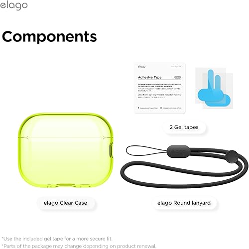 Miniatura 9 de elago Funda transparente compatible con AirPods Pro 3, funda transparente, cordón incluido, correa incluida, reducción del amarilleo, a prueba de