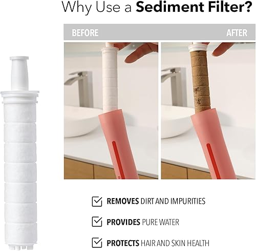 Miniatura 4 de Barumi Pluo - Cabezal de ducha filtrado de mano, color rosa, filtro de vitamina C para una piel y cabello saludables, spray suave de alta presión,