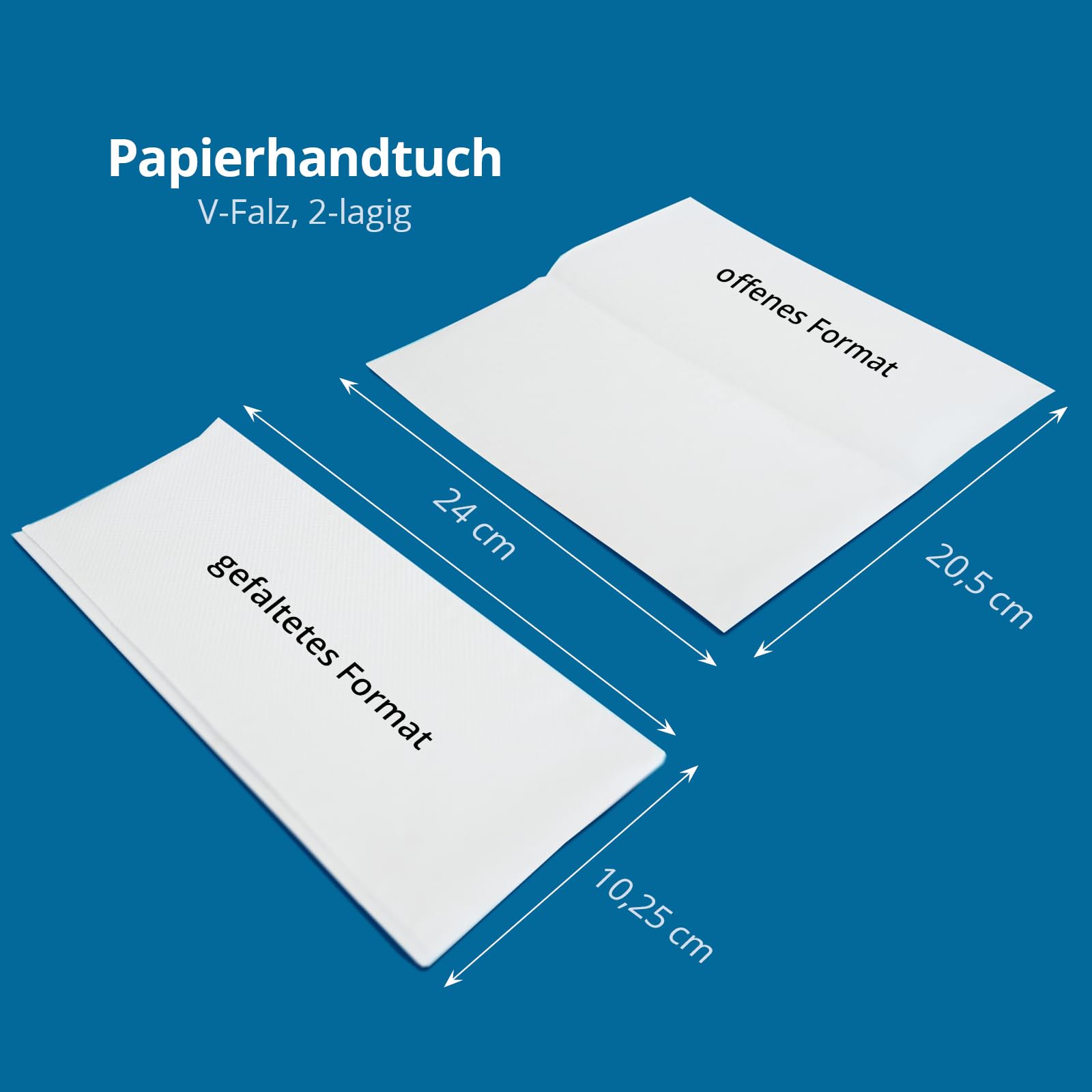 Hypafol Papierhandtücher für Spender | Zellstoff hochweiß, 2-lagig, ca. 25x23 cm | gesamt 3.200 Blatt | praktischer ZZ/V-Falz für Handtuchspender in Toiletten, Büros, Praxen und Studios