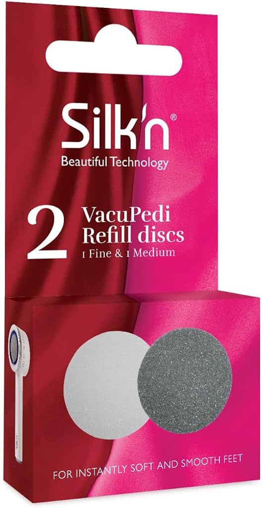 Silk'n VacuPedi Grinding Disks - Fine & Medium - Easily Removes Calluses in Seconds - 2 Pieces, Gray