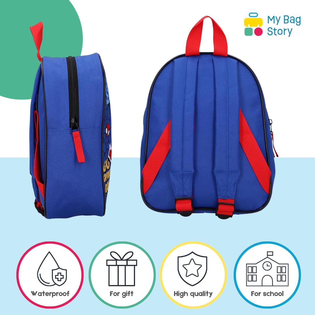 mybagstory Plecak Spidey Blue 29 cm – lekki i wytrzymały – wyściełane regulowane paski na ramię – jedna kieszeń główna – idealny do przedszkola, na czas wolny lub na wycieczki dla dzieci