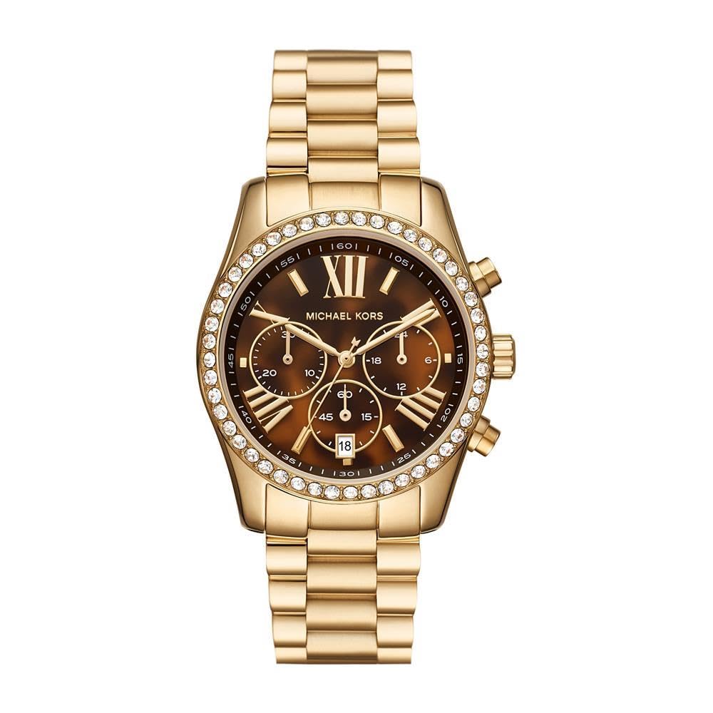 Michael Kors Ladies 38.00mm Quartz Watch with Brown Analogue dial and Gold Metal Bracelet Strap MK7276