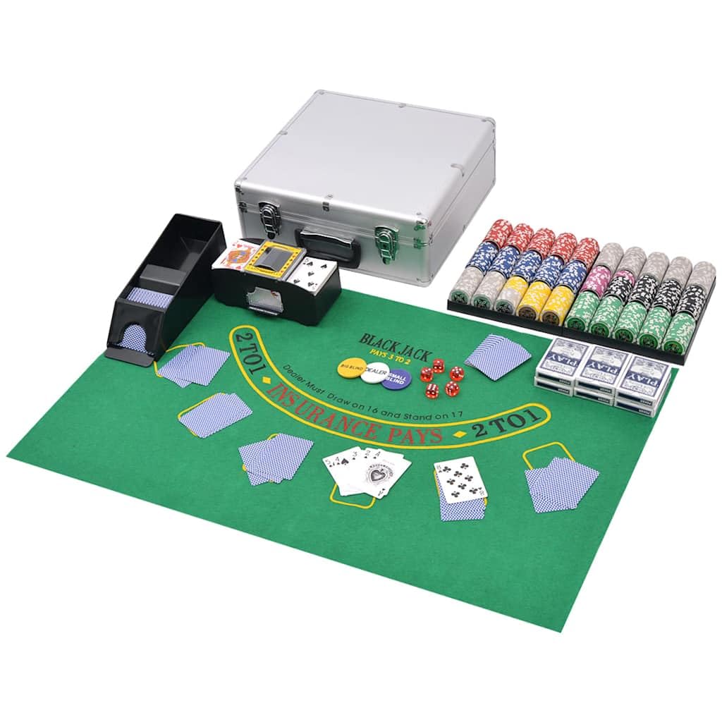 Poker/Blackjack zestaw 600 żetonów laserowych, aluminiowa walizka