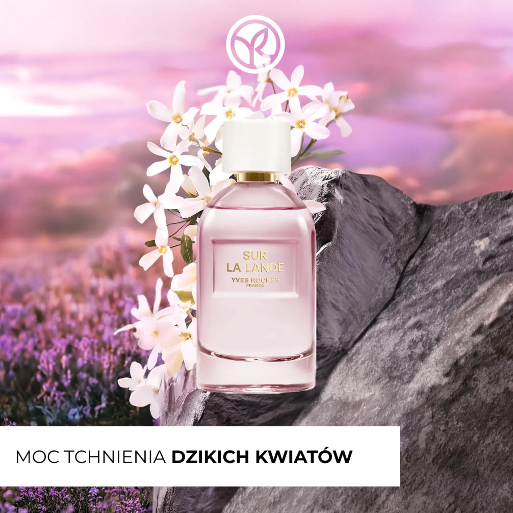 Yves Rocher Sur la LANDE – mineralno-ambrowo-kwiatowa woda perfumowana z rumiankiem, jaśminem i bretońskimi algami – świeżość dzikich kwiatów i słonej bryzy – zrównoważona intensywność – 100 ml