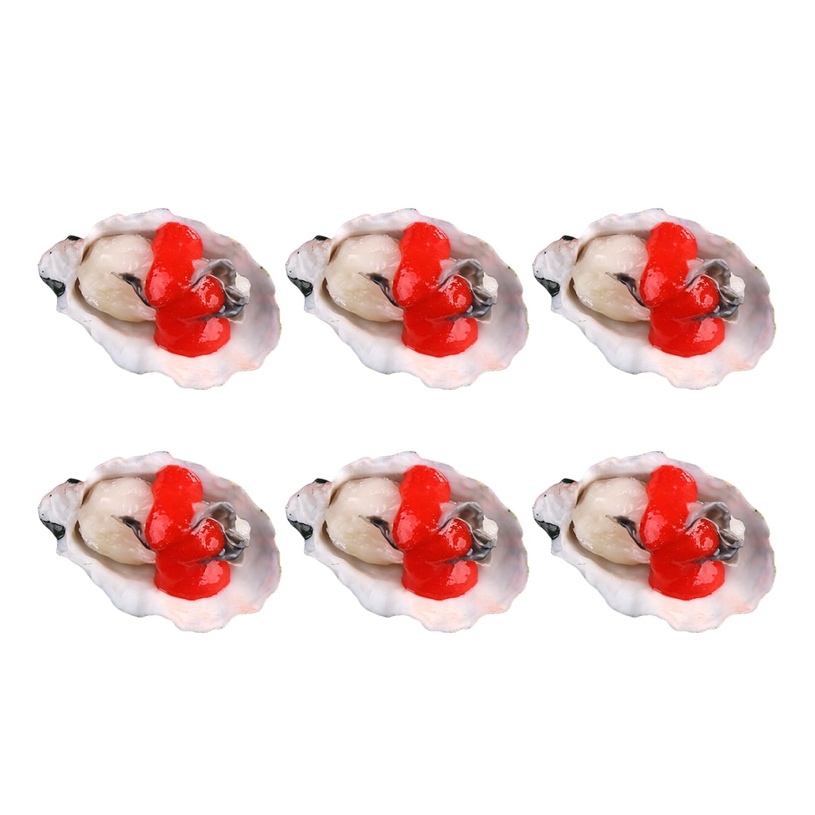 Hsioluted Artificial Grilled Scallops Model Realistic Simulation Roasted Oysters Seafood Model for Decoration Display Props Fake Scallops