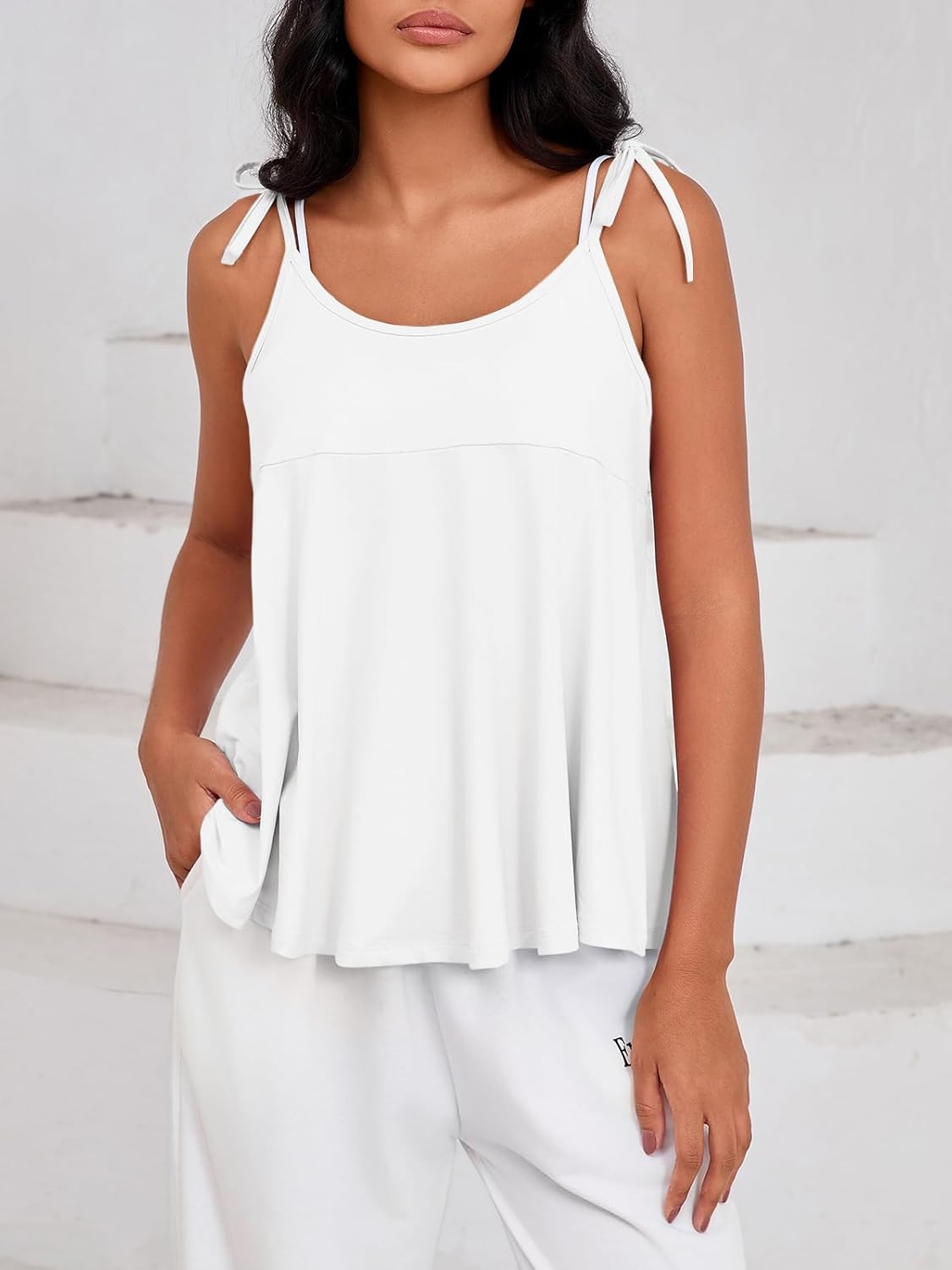 Fisoew Womens Workout Tank Tops Sleeveless Scoop Neck Racerback Loose Summer Active Running Gym Babydoll Shirts - Image 4