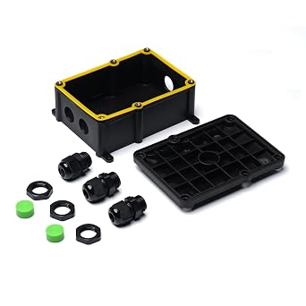 Shine Decor IP67 Outdoor Waterproof Box, 1IN/2Out Electrical Junction Box, Cable Glands Electronic Enclosure