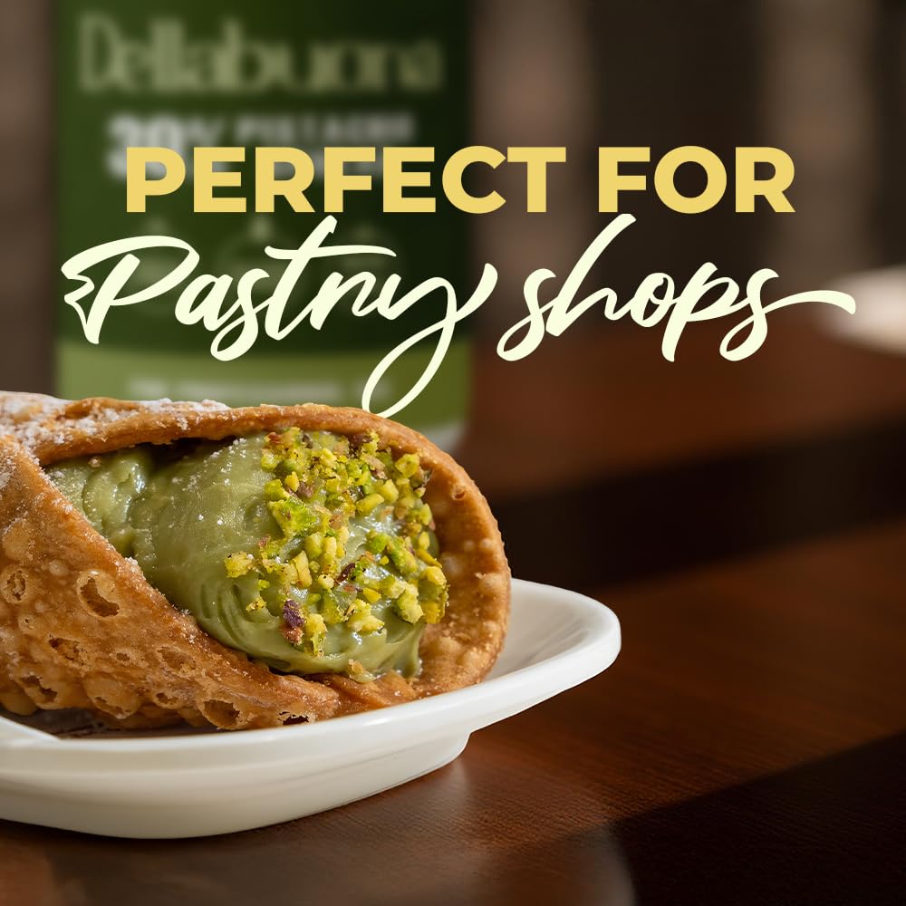 Dellabuona Cream Pistachio Spread Foodservice - 4 4 LB Premium Italian Paste made with 30 Pistachios for professional — view 3
