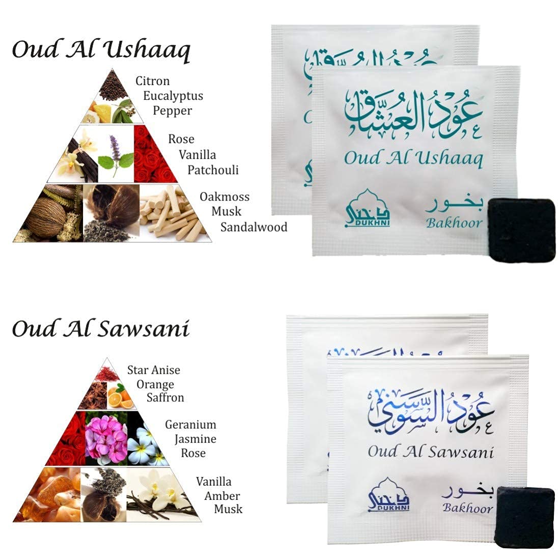 Buy Dukhni Oud Bakhoor Incense Variety Box (20 Pieces) & Rainbow Exotic