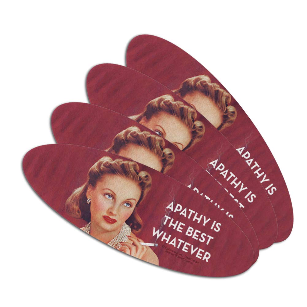 Apathy is the Best Whatever Funny Humor Double-Sided Oval Nail File Emery Board Set 4 Pack