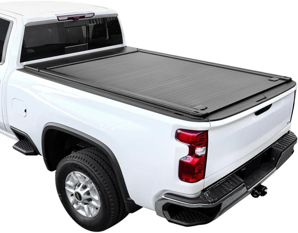 Syneticusa Retractable F250 Bed Cover 8.2' 2008–2026 Ford F150/F250/F350 Super Duty | Easy to Roll Tonneau Cover | No-Drill Clamp-On | Leak-Proof & Heavy-Duty Aluminum Panels | 5-Year Protection Plan