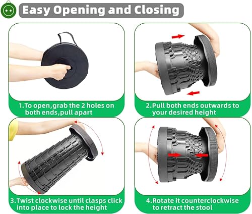Miniatura 7 de Generic Taburete plegable plegable para acampar y pescar, barbacoa  Taburete plegable resistente mejorado con capacidad de carga de 500 libras,