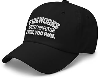 NG Fireworks Safety Director Curved Bill Cap Relaxed Fit Low Crown Adjustable Funny Firefighter America Red Pyro Cap