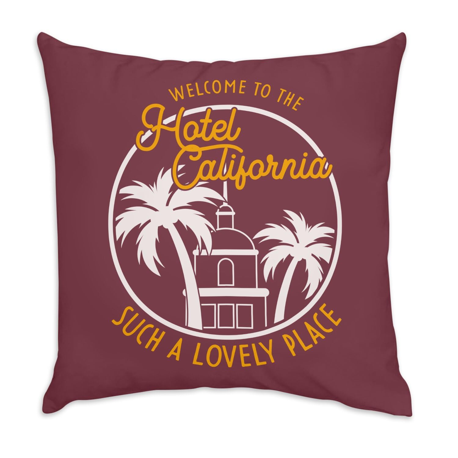 Coussin en velours rouge Hotel California 40x40 cm pour salon