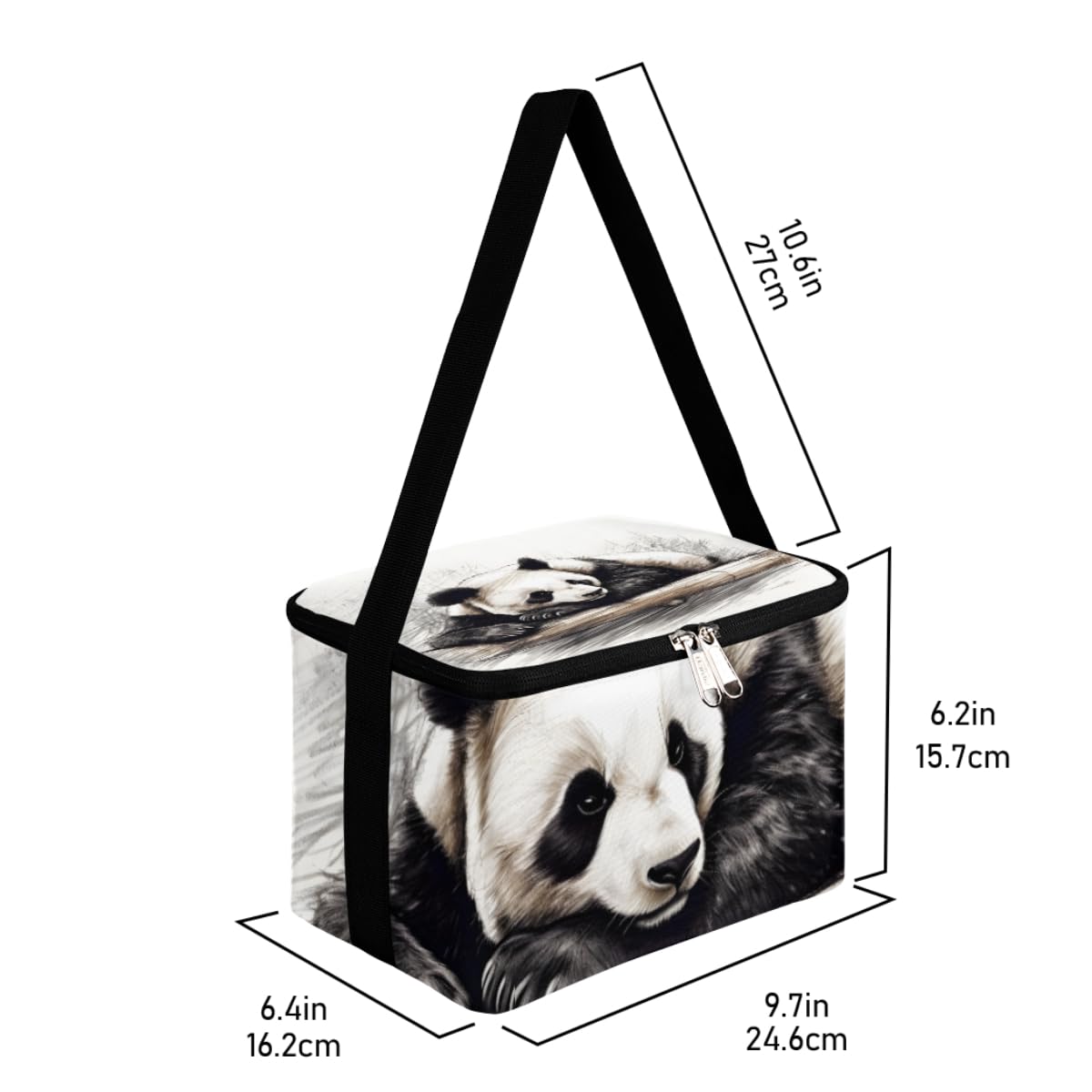 GzLeyigou Lunch Bags for Women Men 9 Cans,Panda Painting Hot & Cold Food Delivery Bag Insulated Grocery Bag Insulated Lunch Box Panda Cooler Bag for Office Work Picnic Beach