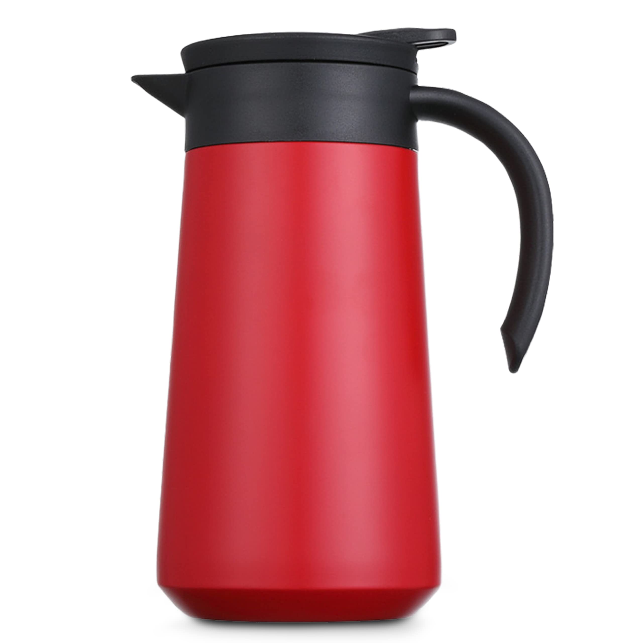 Subron 27 Oz Stainless Steel Thermal Coffee Carafe Double Walled Vacuum Insulated Thermos Pot, 12 Hours Heat Retention, 800 ML Beverage Water Coffee Dispenser (Red)