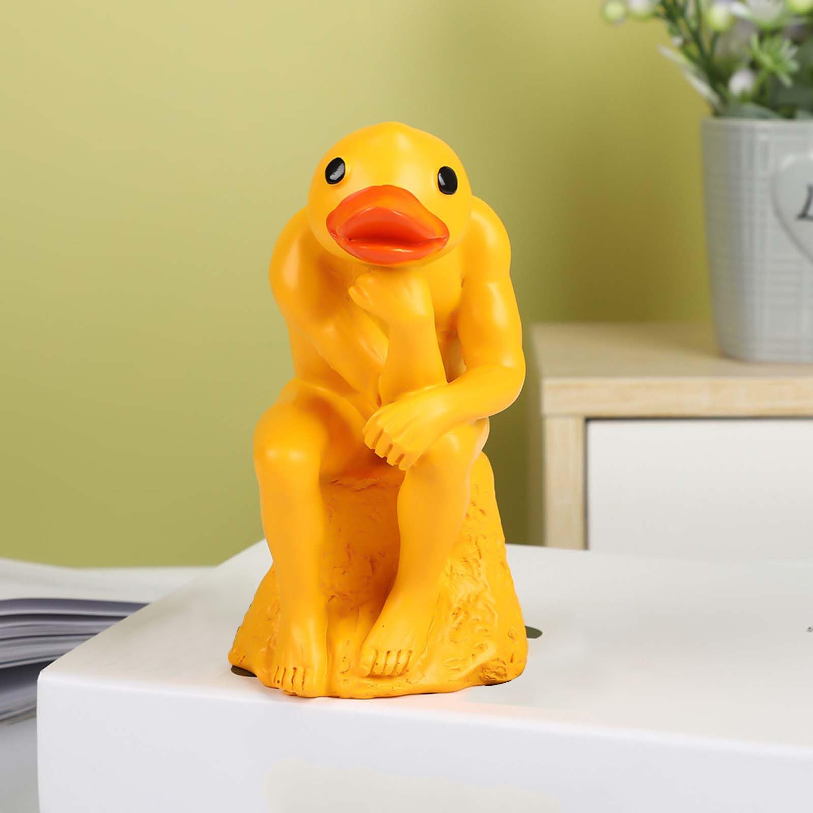 Amazon.co.jp: 考えるアヒルの像 - 瞑想 アヒルの置物 抽象芸術 彫刻