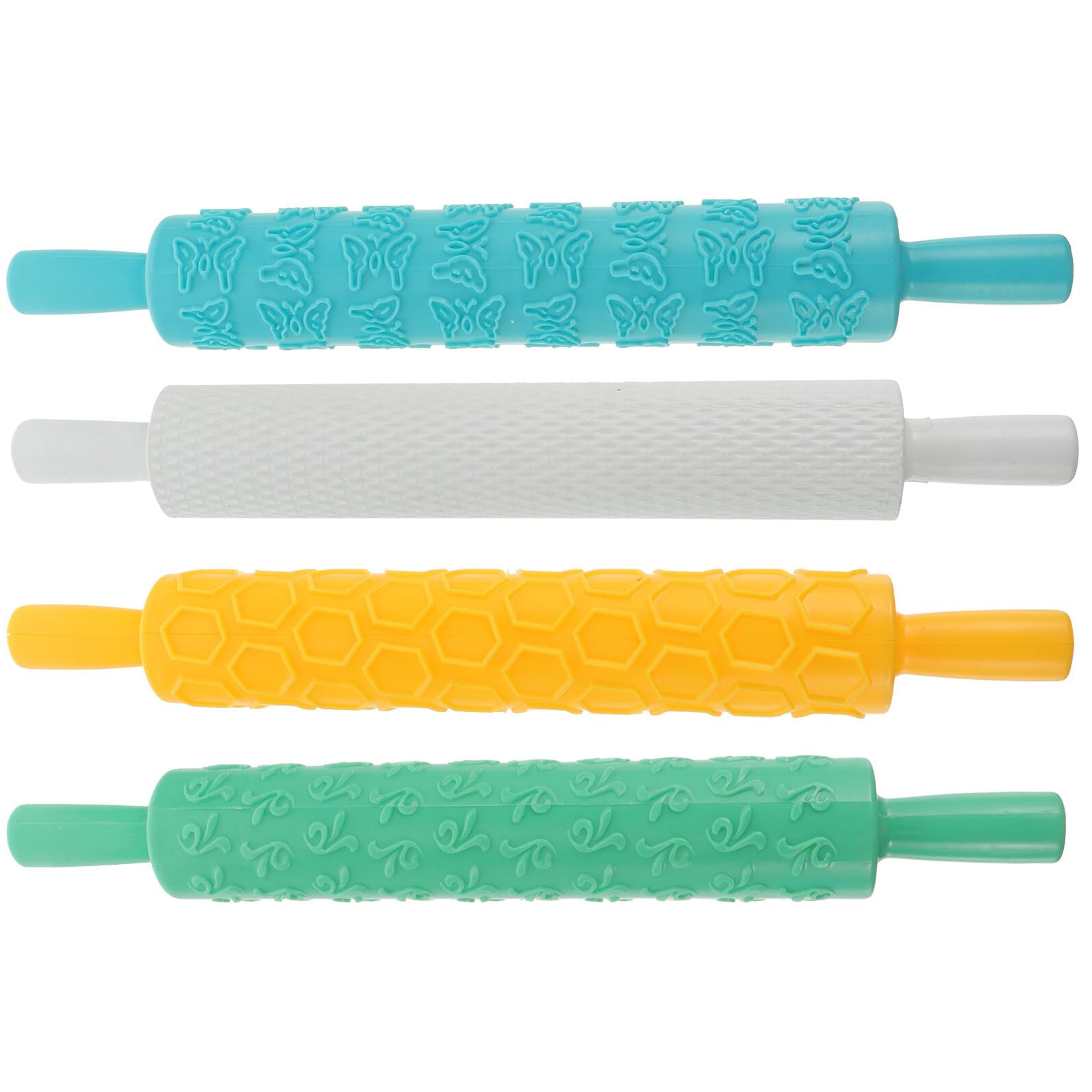 Rullo Mattarello Creativo per Biscotti in Plastica 4 Pezzi Leggero Texture Uniforme per Feste dei Ragazzo Ragazza e Preparazione Dolci Homemade Colore Casuale
