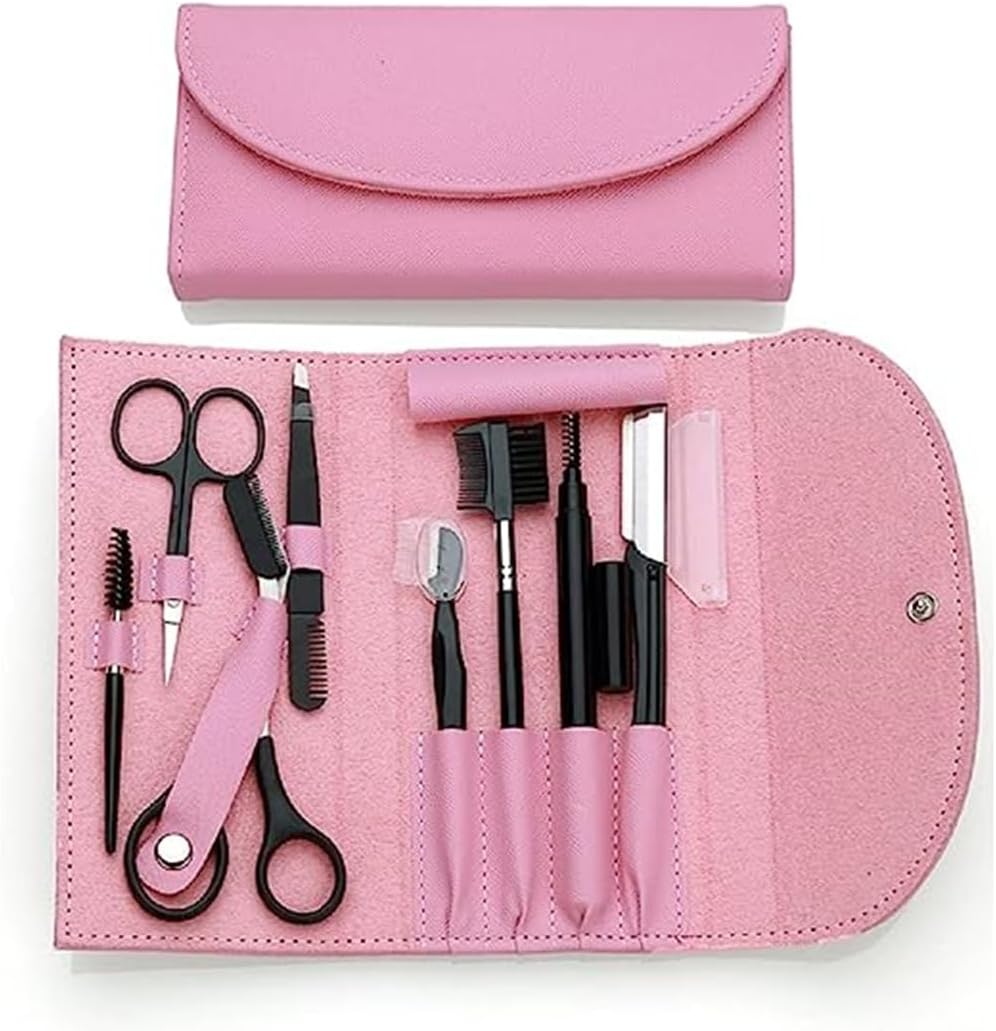 Azonee 8 in 1 Eyebrow Grooming Kit, Stainless Steel Shaping Trimming Set with Storage Bag, All-in-one Eyebrow Grooming Tool for Women and Men