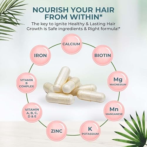 Miniatura 4 de Vital Hair Complex - Vitaminas para el crecimiento del cabello para mujeres y hombres - Biotina y vitamina B - Suplemento para el crecimiento del