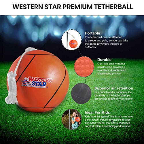 image for Western Star Tetherball and Rope Set Backyard Outdoor for Kids Yellow 